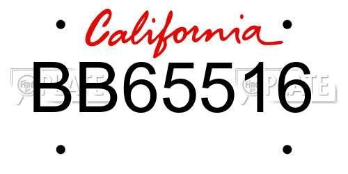 BB65516 California License Plate