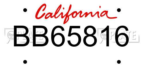 BB65816 California License Plate
