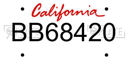 BB68420 California License Plate