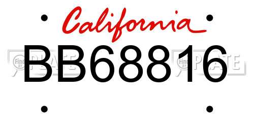 BB68816 California License Plate