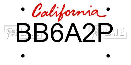BB6A2P California License Plate