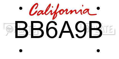 BB6A9B California License Plate