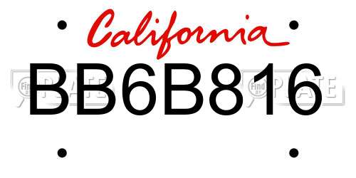 BB6B816 California License Plate