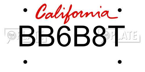 BB6B8T California License Plate