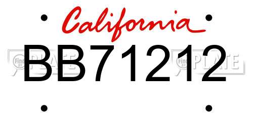 BB71212 California License Plate