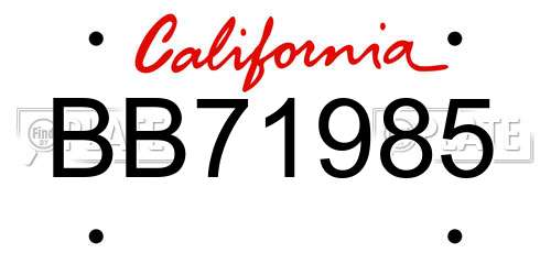 BB71985 California License Plate