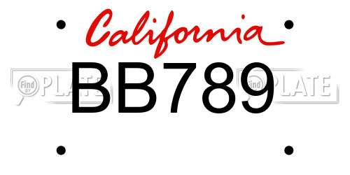 BB789 California License Plate