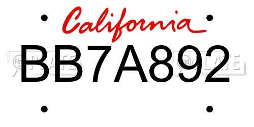 BB7A892 California License Plate