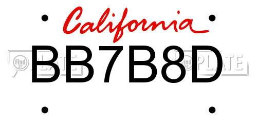 BB7B8D California License Plate