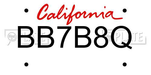 BB7B8Q California License Plate