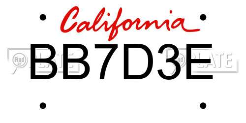 BB7D3E California License Plate