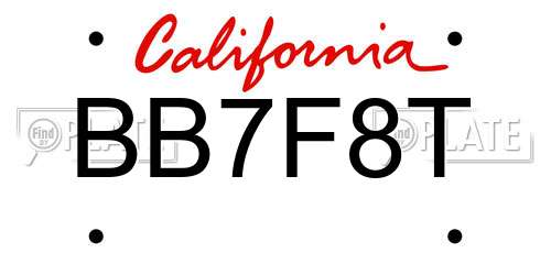 BB7F8T California License Plate