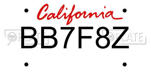 BB7F8Z California License Plate