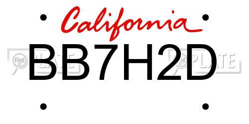 BB7H2D California License Plate