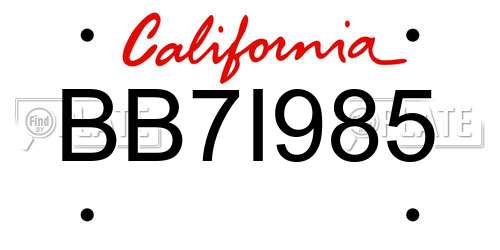 BB7I985 California License Plate
