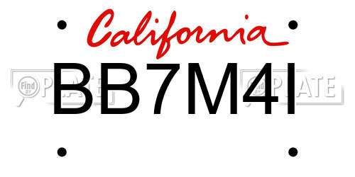BB7M4I California License Plate