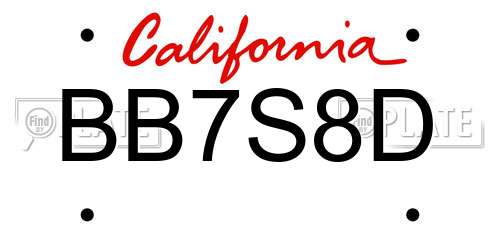 BB7S8D California License Plate