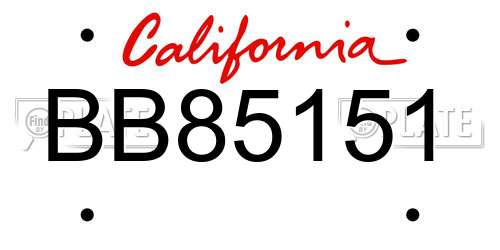 BB85151 California License Plate