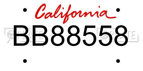 BB88558 California License Plate