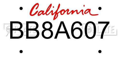 BB8A607 California License Plate