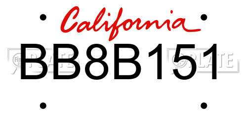 BB8B151 California License Plate