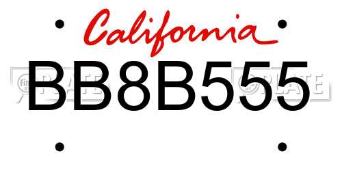 BB8B555 California License Plate