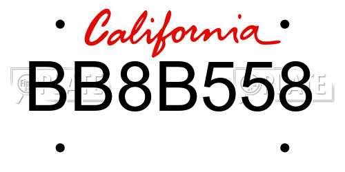 BB8B558 California License Plate