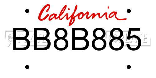 BB8B885 California License Plate