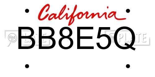 BB8E5Q California License Plate