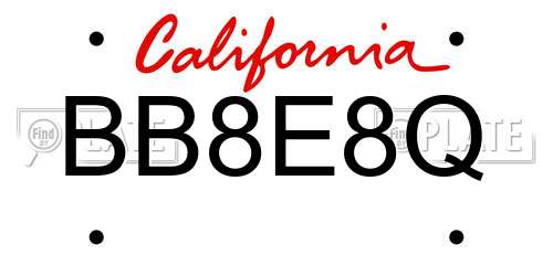 BB8E8Q California License Plate