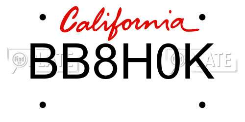 BB8H0K California License Plate