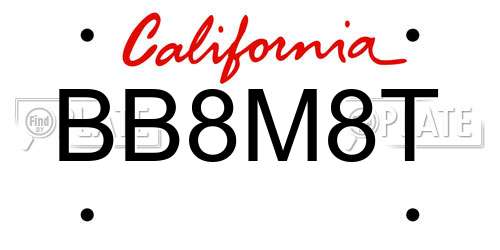 BB8M8T California License Plate