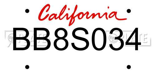 BB8S034 California License Plate