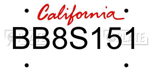 BB8S151 California License Plate
