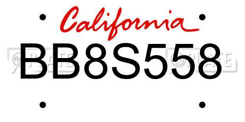 BB8S558 California License Plate