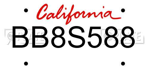 BB8S588 California License Plate