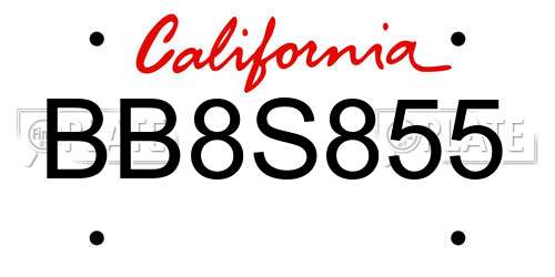 BB8S855 California License Plate