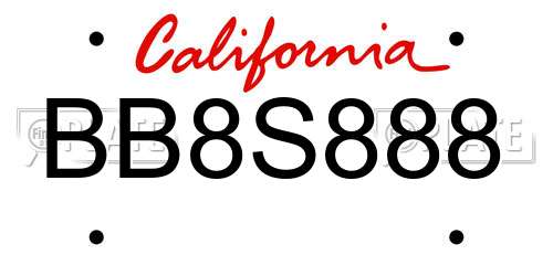 BB8S888 California License Plate