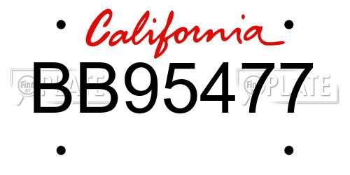 BB95477 California License Plate