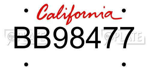 BB98477 California License Plate