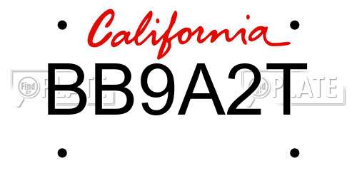 BB9A2T California License Plate