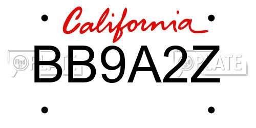 BB9A2Z California License Plate