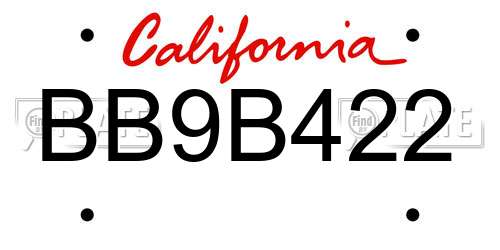 BB9B422 California License Plate