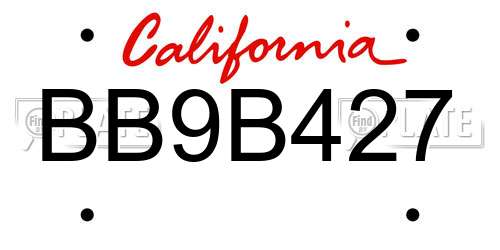 BB9B427 California License Plate