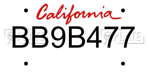 BB9B477 California License Plate
