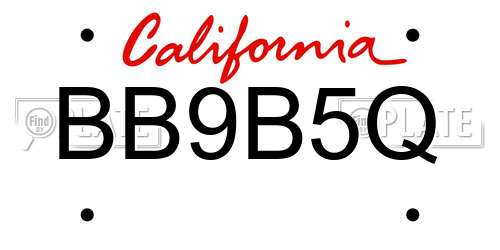 BB9B5Q California License Plate