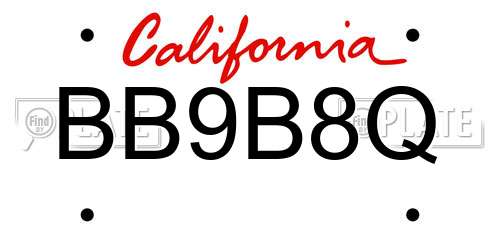 BB9B8Q California License Plate