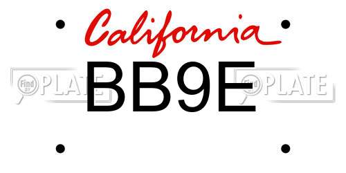 BB9E California License Plate