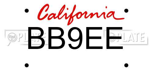 BB9EE California License Plate