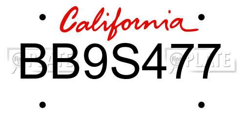 BB9S477 California License Plate